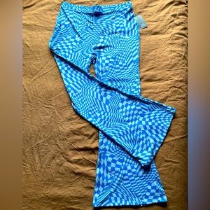 White and Blue Checkered Bell bottom/Flare pants | Size XL | Wild Fable